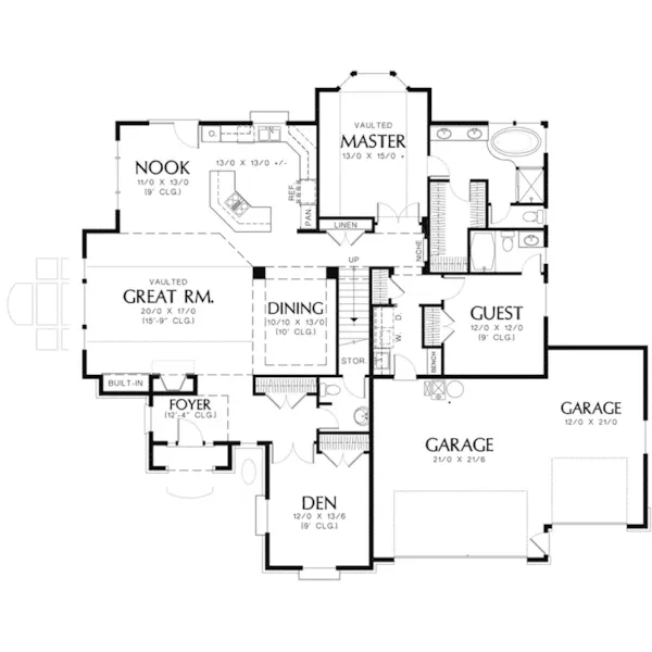 Traditional House Plan First Floor - Fordyce Cottage Home 011D-0038 - Search House Plans and More