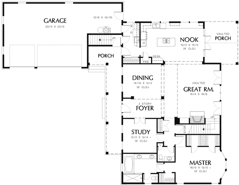 Craftsman House Plan First Floor - Evanston Country Home 011D-0041 - Search House Plans and More