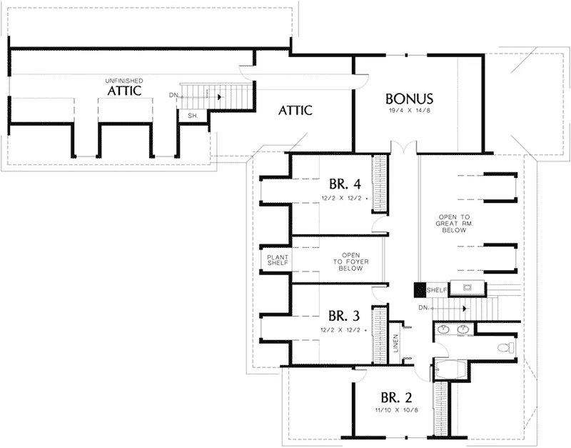 Colonial House Plan Second Floor - Evanston Country Home 011D-0041 - Search House Plans and More
