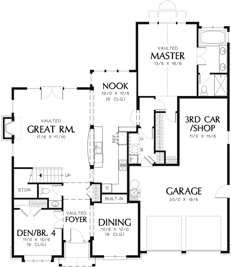 Craftsman House Plan First Floor - Harrisburg Lake Craftsman Home 011D-0043 - Search House Plans and More