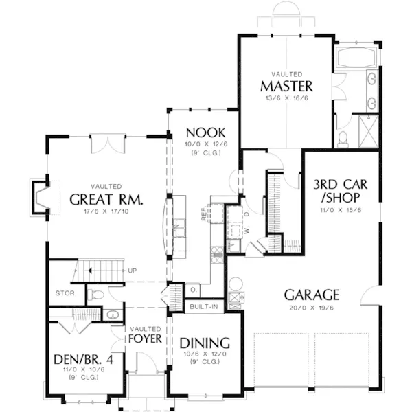 Country House Plan First Floor - Harrisburg Lake Craftsman Home 011D-0043 - Search House Plans and More