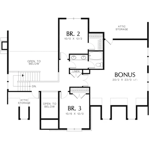 Country House Plan Second Floor - Harrisburg Lake Craftsman Home 011D-0043 - Search House Plans and More