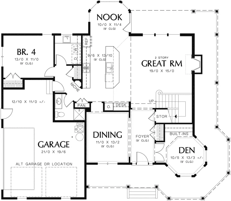 Traditional House Plan First Floor - Farrington Victorian Home 011D-0045 - Search House Plans and More