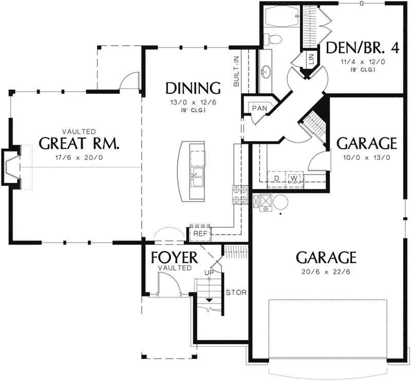 Country House Plan First Floor - Fawn Canyon Tudor Style Home 011D-0046 - Search House Plans and More