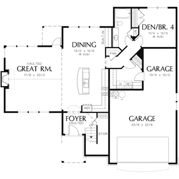 Tudor House Plan First Floor - Fawn Canyon Tudor Style Home 011D-0046 - Search House Plans and More