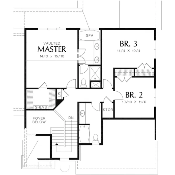 Tudor House Plan Second Floor - Fawn Canyon Tudor Style Home 011D-0046 - Search House Plans and More