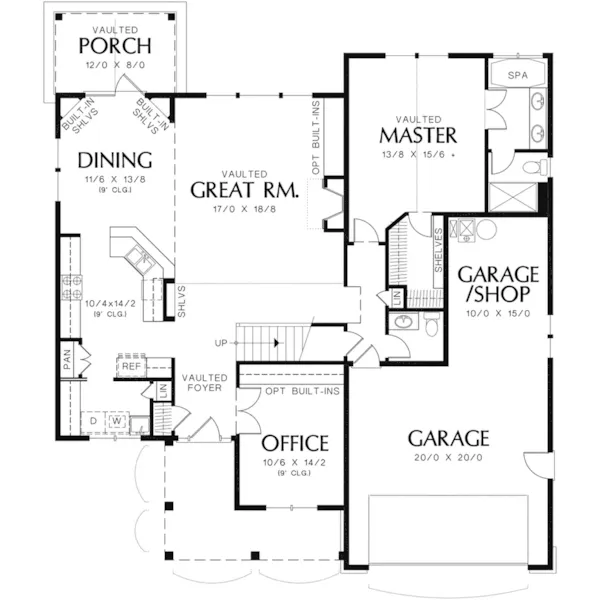 Traditional House Plan First Floor - Morgan Grove Craftsman Home 011D-0047 - Shop House Plans and More