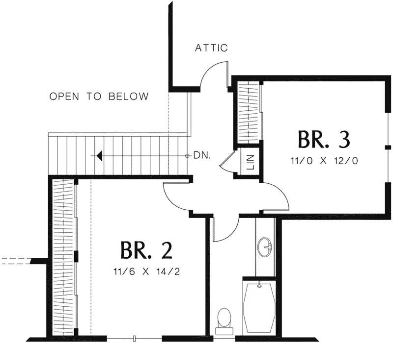 Tudor House Plan Second Floor - Morgan Grove Craftsman Home 011D-0047 - Shop House Plans and More