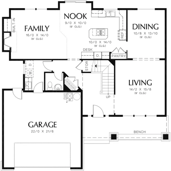 Arts & Crafts House Plan First Floor - Rivercliff Craftsman Home 011D-0048 - Shop House Plans and More