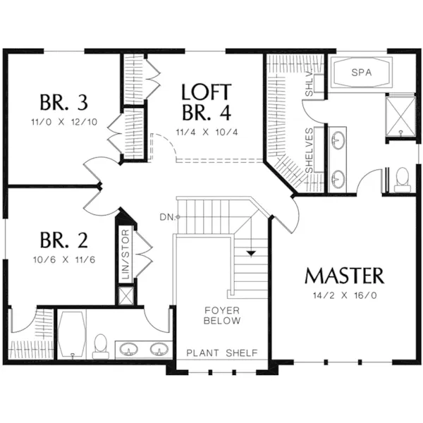 Arts & Crafts House Plan Second Floor - Rivercliff Craftsman Home 011D-0048 - Shop House Plans and More