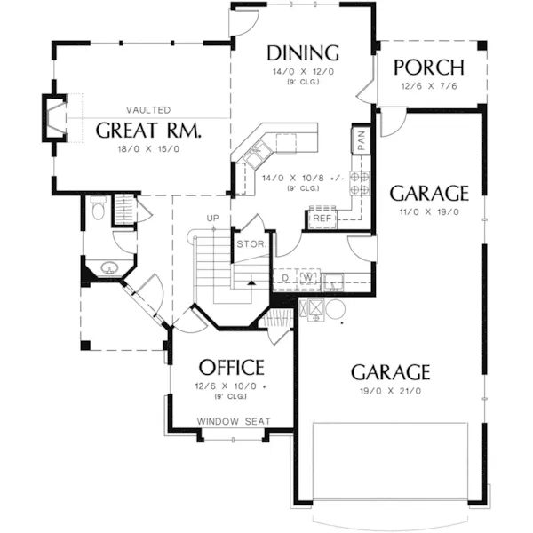 Craftsman House Plan First Floor - Hickorywood Shingle Style Home 011D-0049 - Search House Plans and More