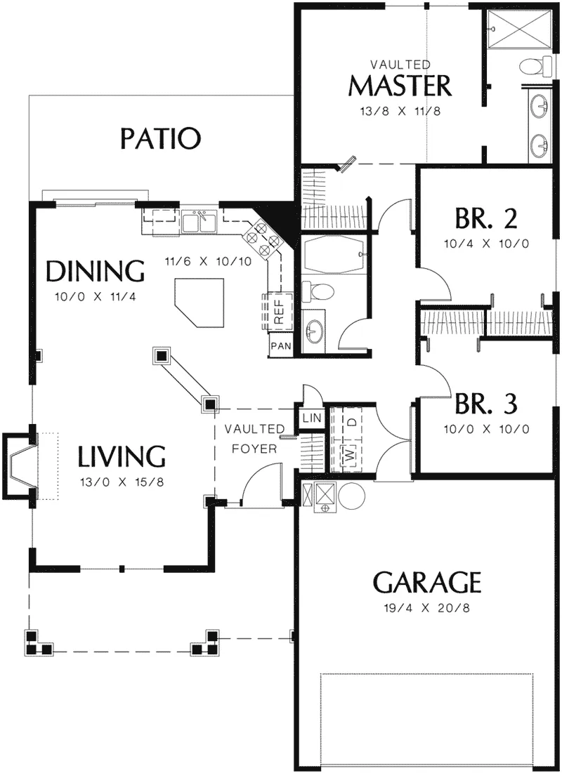 Ranch House Plan First Floor - Wentworth Hill Country Home 011D-0054 - Shop House Plans and More