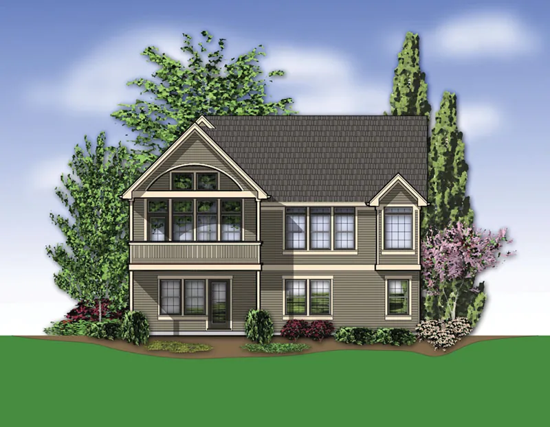 Craftsman House Plan Rear Photo 01 - Monroe Lane Sloping Lot Home 011D-0069 - Shop House Plans and More