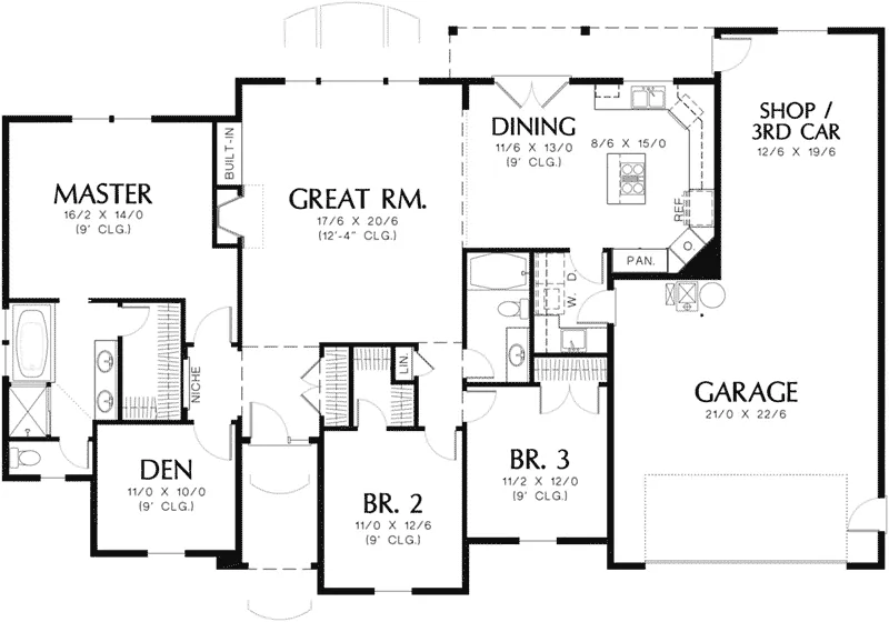 Traditional House Plan First Floor - Sheridan Mill Traditional Home 011D-0070 - Shop House Plans and More