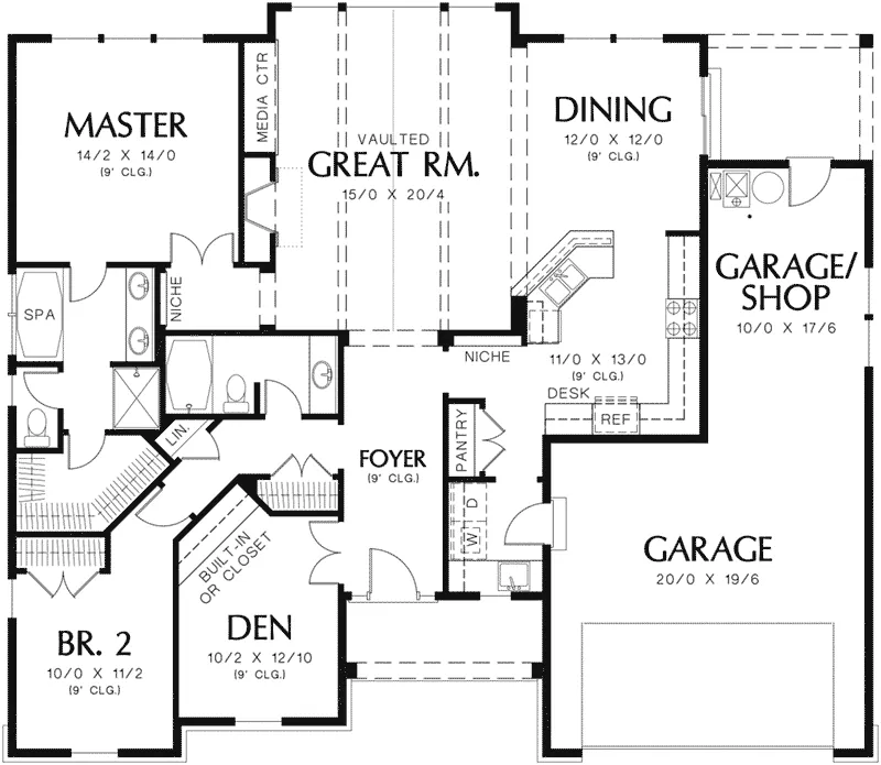 Traditional House Plan First Floor - Pockpoint Craftsman Home 011D-0075 - Shop House Plans and More