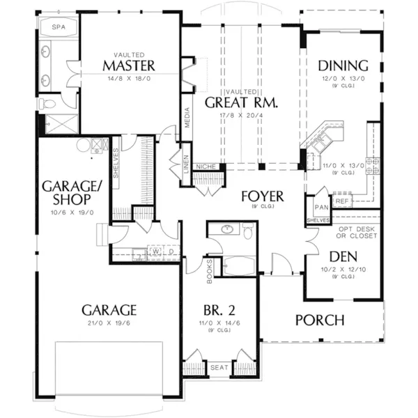 Ranch House Plan First Floor - Woodstone Bungalow Home 011D-0076 - Shop House Plans and More