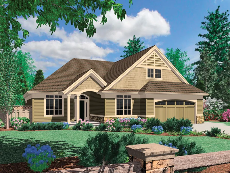Craftsman House Plan Front Image - Woodtrail Craftsman Ranch Home 011D-0077 - Shop House Plans and More