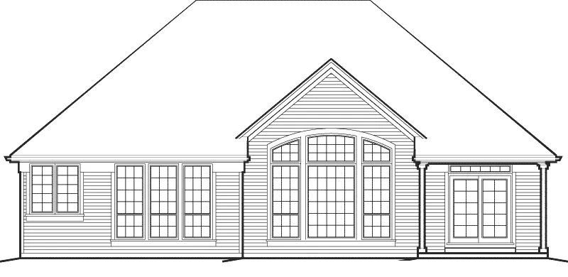 Craftsman House Plan Rear Elevation - Woodtrail Craftsman Ranch Home 011D-0077 - Shop House Plans and More