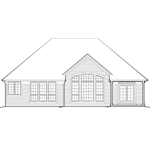 Craftsman House Plan Rear Elevation - Woodtrail Craftsman Ranch Home 011D-0077 - Shop House Plans and More