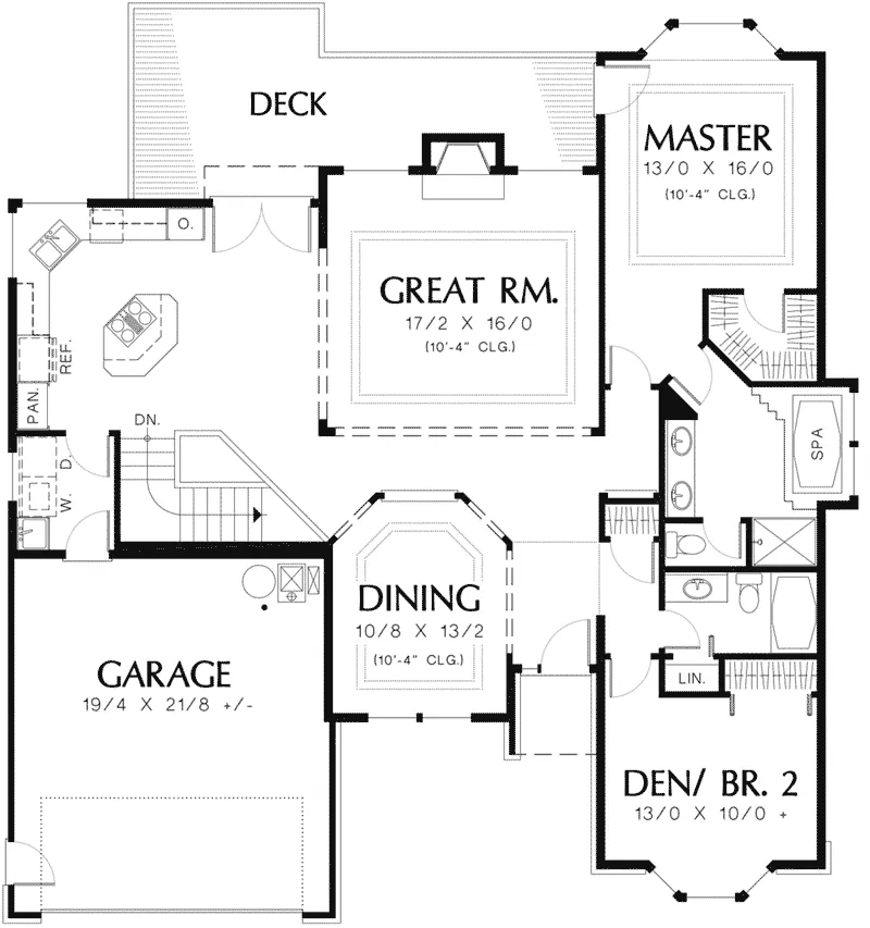 Ranch House Plan First Floor - Spoede Creek Traditional Home 011D-0078 - Shop House Plans and More