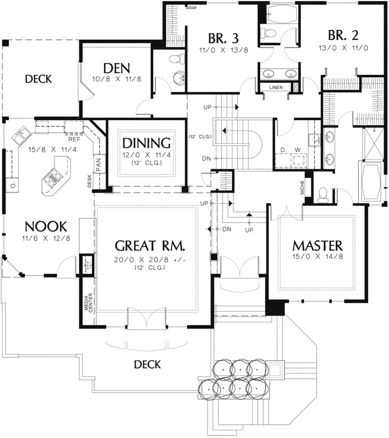 European House Plan First Floor - Gardenleaf Multi-Level Home 011D-0084 - Search House Plans and More