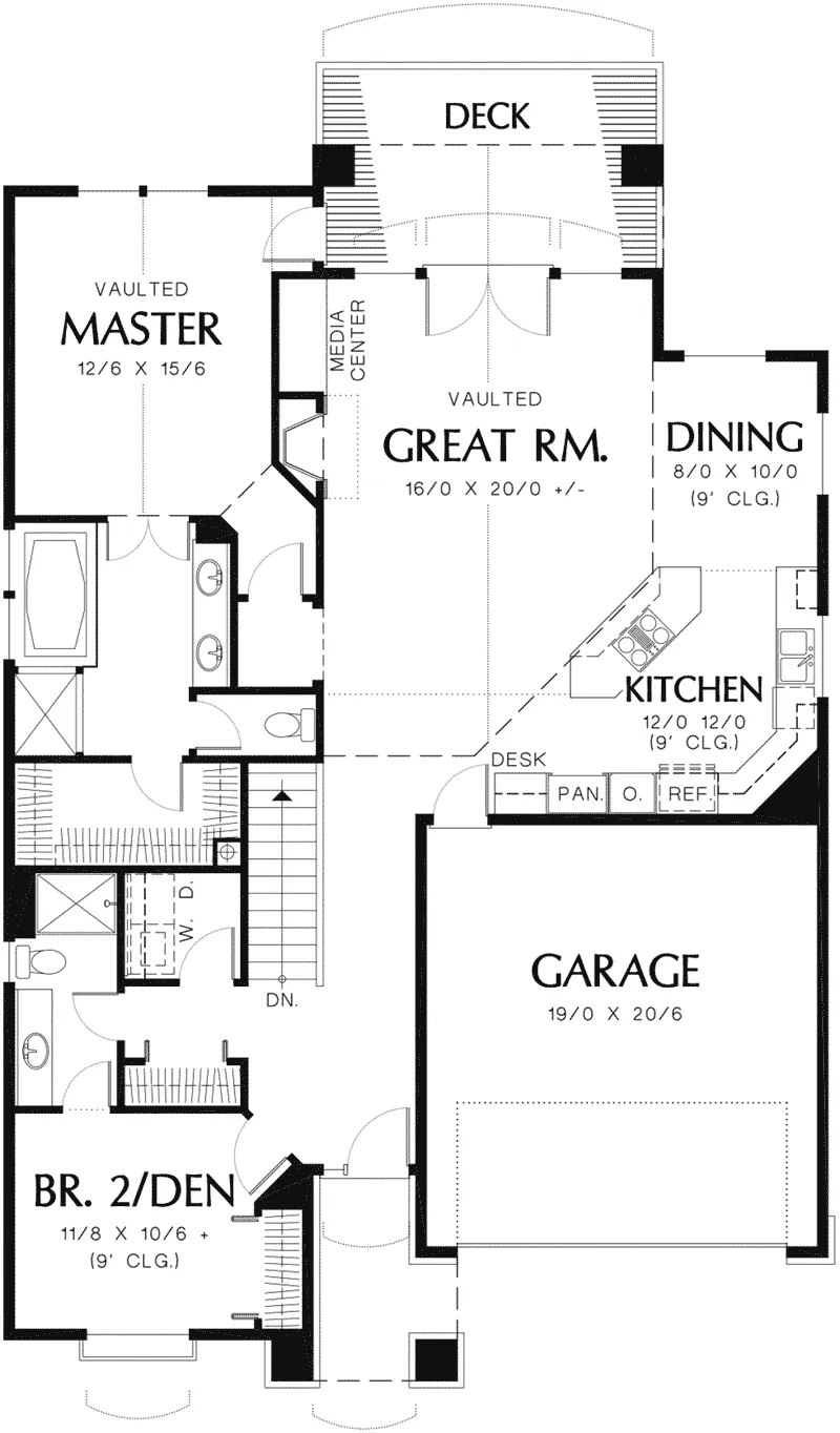 Craftsman House Plan First Floor - Vallejo Smaller Lot Home 011D-0085 - Shop House Plans and More