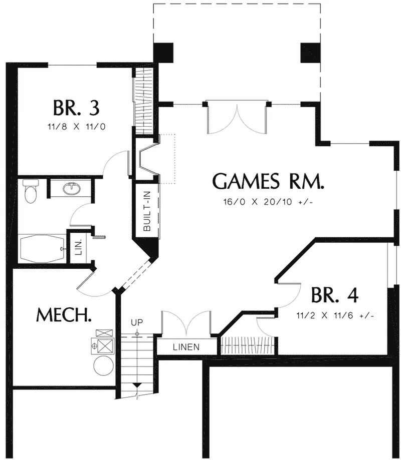 Cabin & Cottage House Plan Lower Level Floor - Vallejo Smaller Lot Home 011D-0085 - Shop House Plans and More