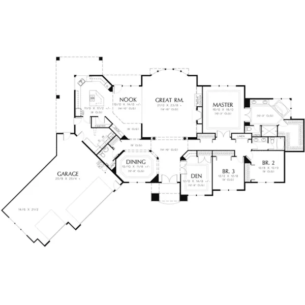 Ranch House Plan First Floor - La Serena Luxury Ranch Home 011D-0094 - Shop House Plans and More