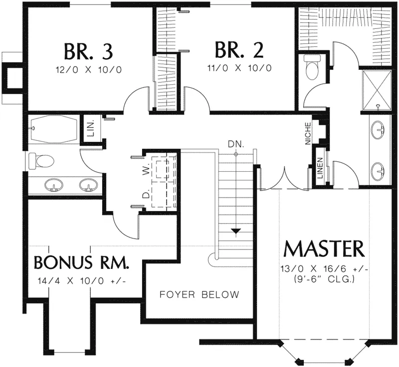 Country House Plan Second Floor - Kindle Hill Two-Story Home 011D-0102 - Search House Plans and More