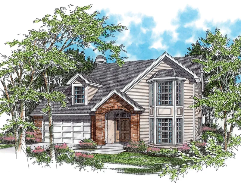 Traditional House Plan Front of Home - Kindle Hill Two-Story Home 011D-0102 - Search House Plans and More