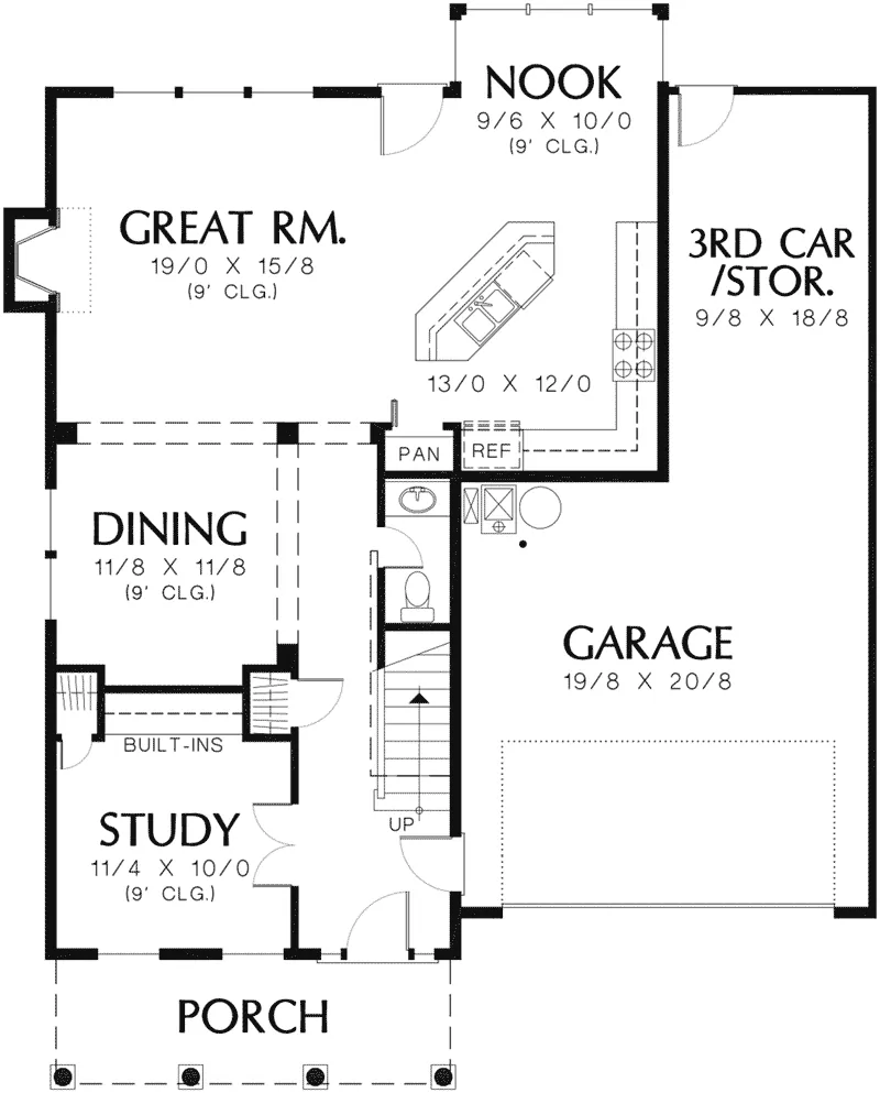 Colonial House Plan First Floor - Flora Grove Country Farmhouse 011D-0112 - Search House Plans and More