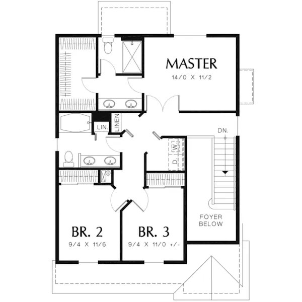 Craftsman House Plan Second Floor - Mallory Creek Craftsman Home 011D-0117 - Shop House Plans and More