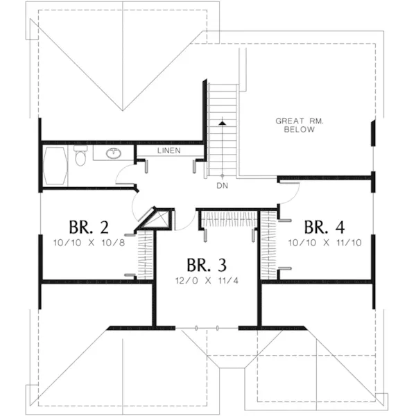 Arts & Crafts House Plan Second Floor - 011D-0124 - Shop House Plans and More