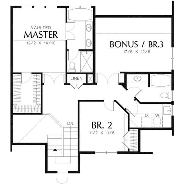 Traditional House Plan Second Floor - La Prairie Cove Spanish Home 011D-0131 - Shop House Plans and More