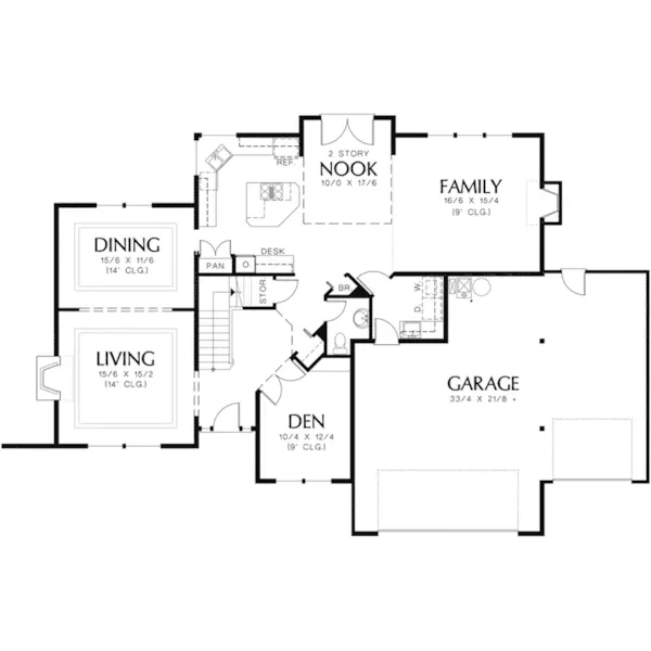 Modern House Plan First Floor - 011D-0133 - Shop House Plans and More