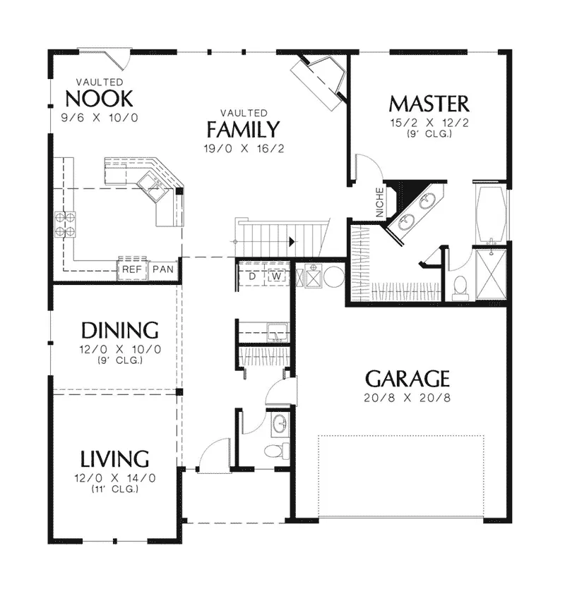 Traditional House Plan First Floor - Ridgeglow Craftsman Home 011D-0141 - Shop House Plans and More