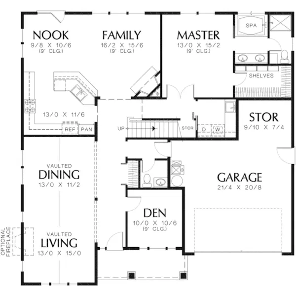 Craftsman House Plan First Floor - Fernview Craftsman Home 011D-0142 - Search House Plans and More