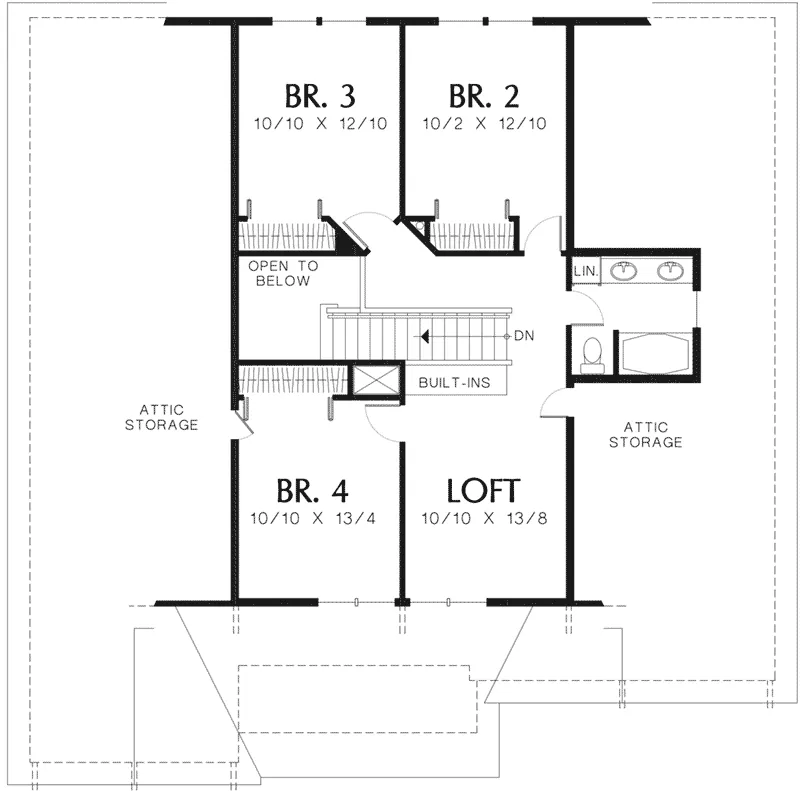 Arts & Crafts House Plan Second Floor - Fernview Craftsman Home 011D-0142 - Search House Plans and More
