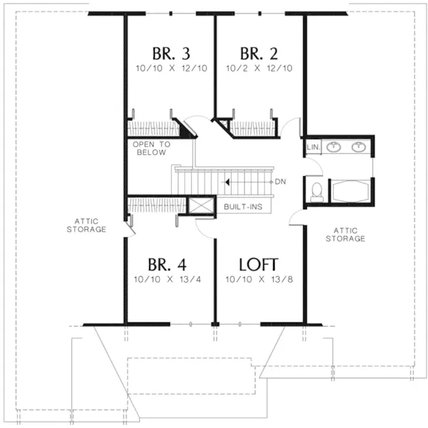 Craftsman House Plan Second Floor - Fernview Craftsman Home 011D-0142 - Search House Plans and More