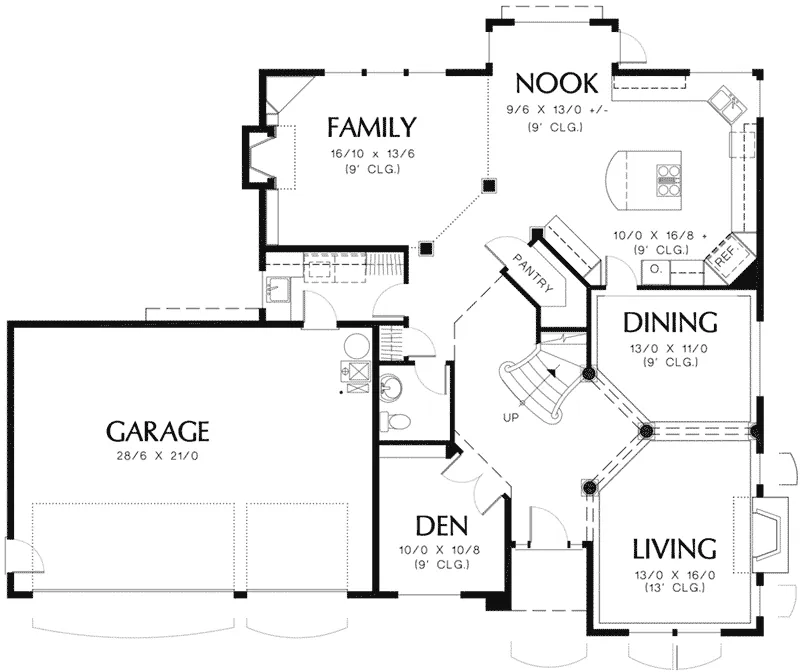 European House Plan First Floor - Ingram Traditional Home 011D-0144 - Search House Plans and More