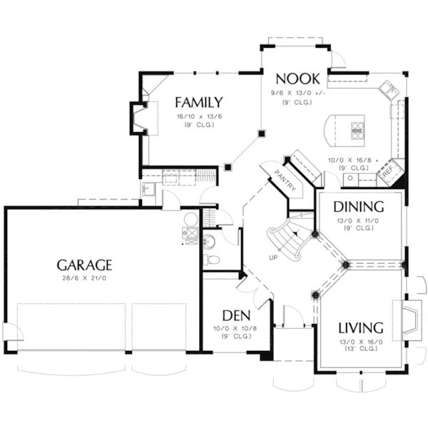 Early American House Plan First Floor - Ingram Traditional Home 011D-0144 - Search House Plans and More