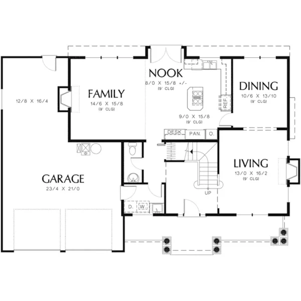 Traditional House Plan First Floor - Country Pond Traditional Home 011D-0153 - Search House Plans and More