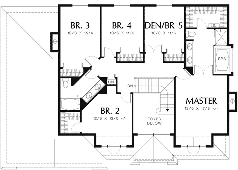 Traditional House Plan Second Floor - Country Pond Traditional Home 011D-0153 - Search House Plans and More