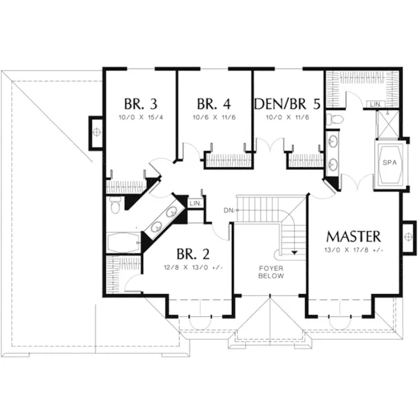 Traditional House Plan Second Floor - Country Pond Traditional Home 011D-0153 - Search House Plans and More