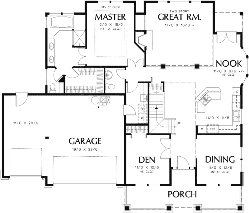 Arts & Crafts House Plan First Floor - Johnsford Neoclassical Home 011D-0168 - Search House Plans and More