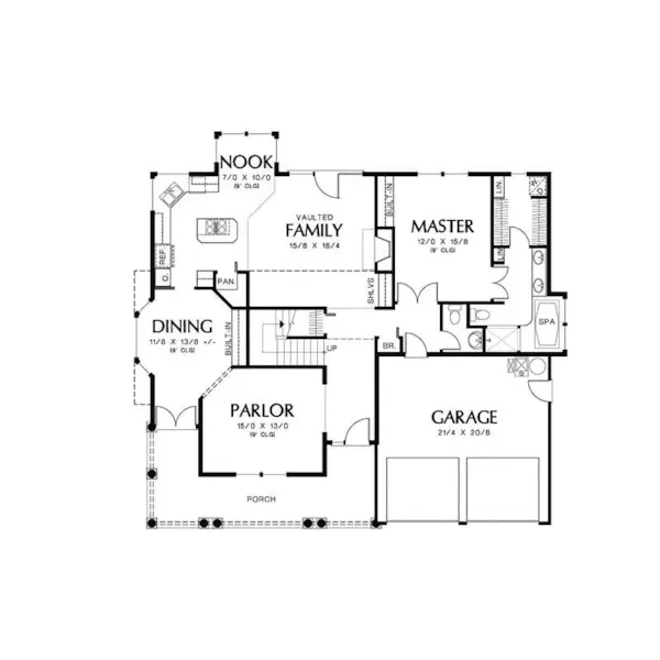 Farmhouse Plan First Floor - Raleigh Country Home 011D-0176 - Shop House Plans and More