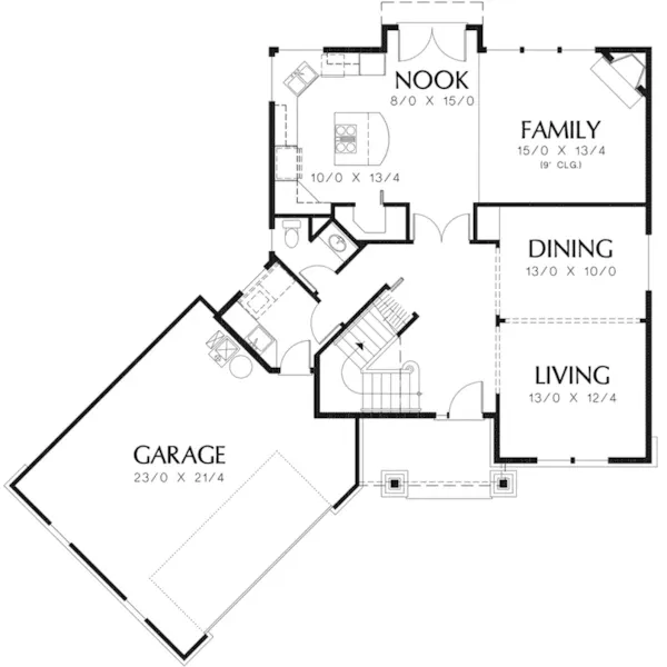 Craftsman House Plan First Floor - Meadville Country Home 011D-0182 - Shop House Plans and More