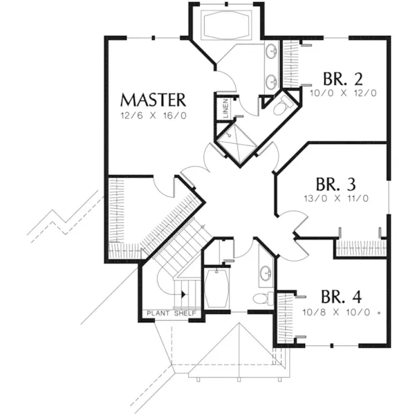 Craftsman House Plan Second Floor - Meadville Country Home 011D-0182 - Shop House Plans and More