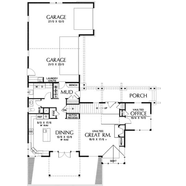 Rustic House Plan First Floor - Roundhill Farm Craftsman Home 011D-0196 - Shop House Plans and More