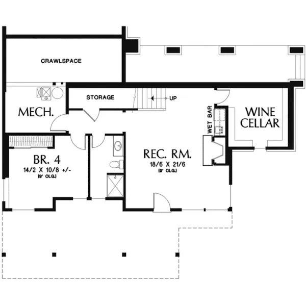 Rustic House Plan Lower Level Floor - Roundhill Farm Craftsman Home 011D-0196 - Shop House Plans and More